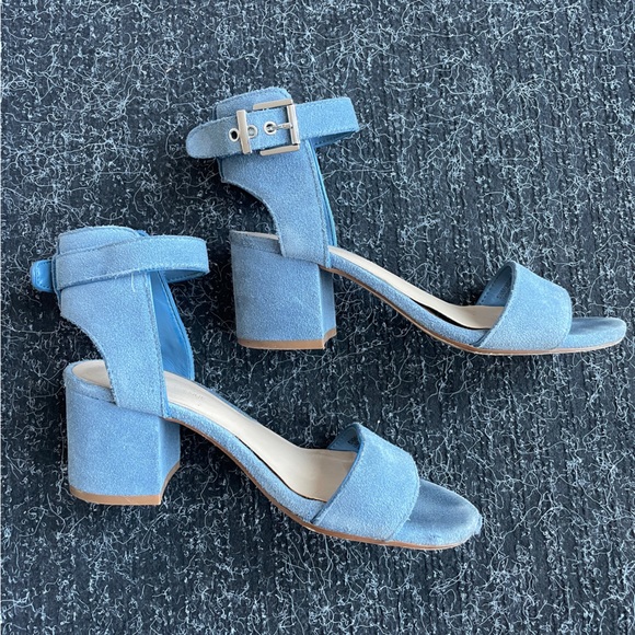 Saks Fifth Avenue blue suede sandals - Picture 1 of 7